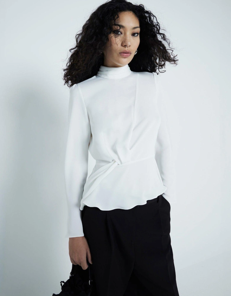 Drape Front Top - White