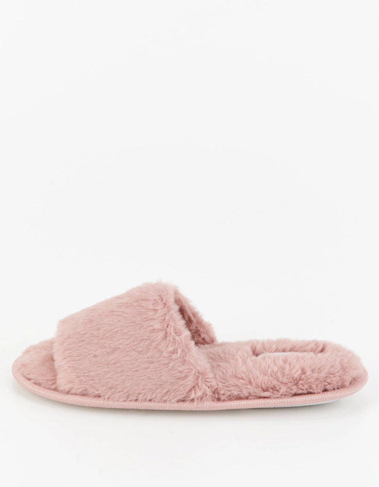 Faux Fur Slider Slipper - Pink