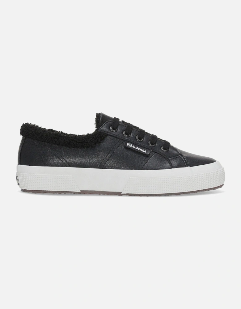 2750 Vegan Faux Leather Fur Plimsolls - Black