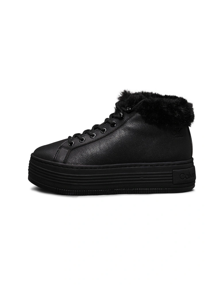 Fleece Lined Flatform Hi-Top Trainers - Black