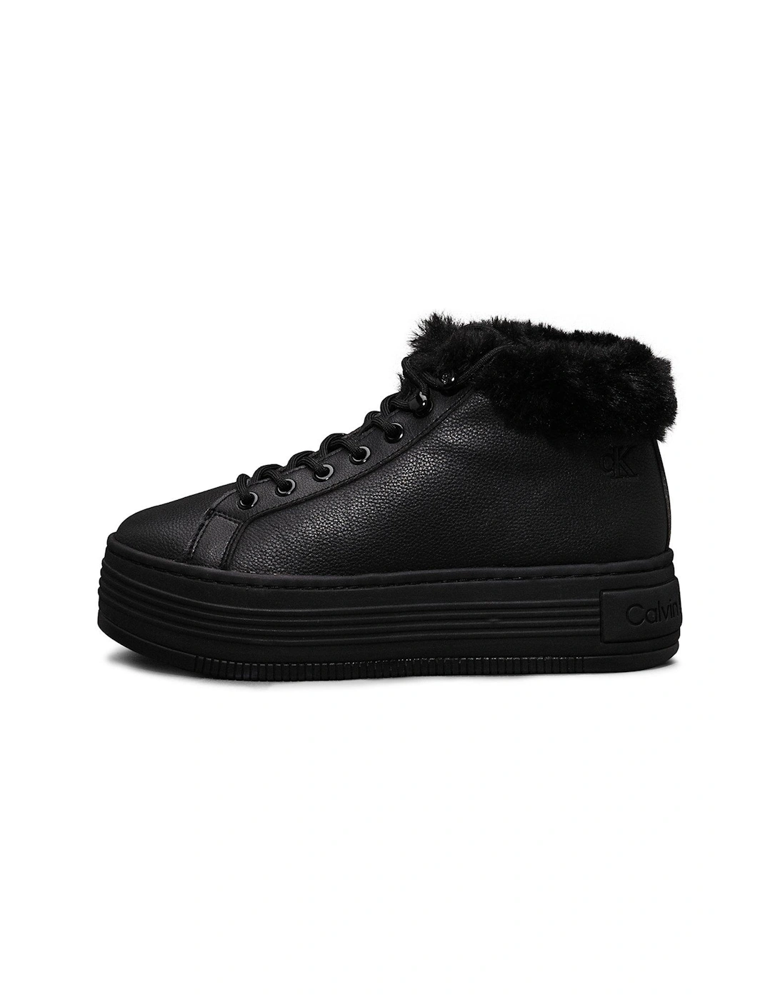 Fleece Lined Flatform Hi-Top Trainers - Black, 8 of 7