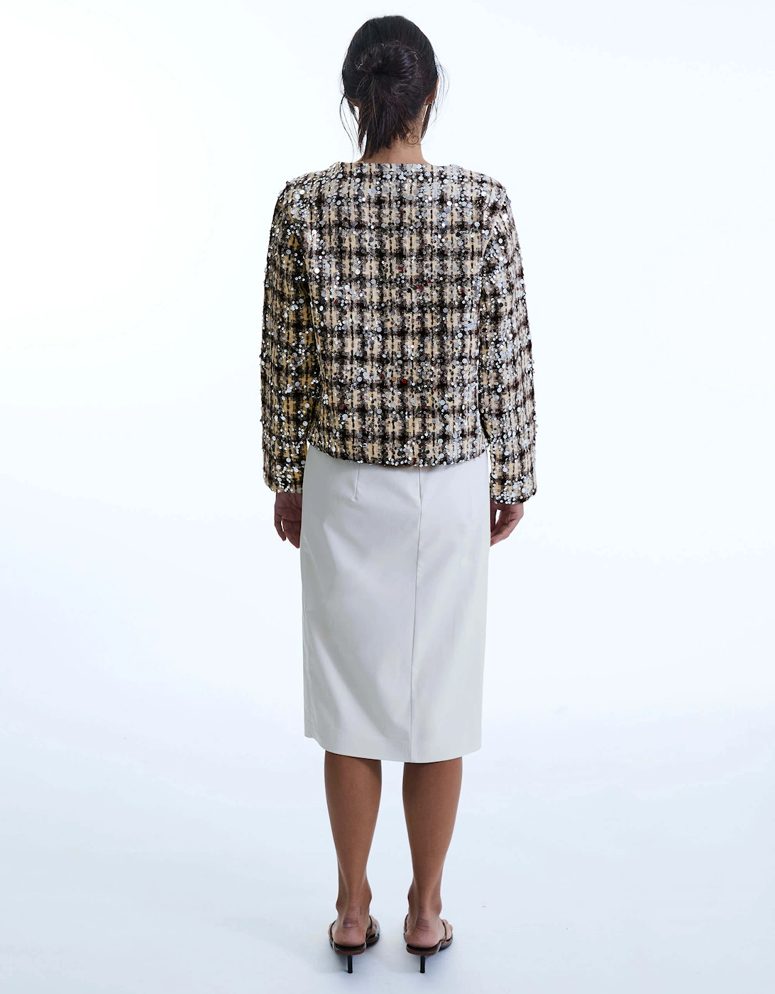 Sequin Tweed Beige Jacket