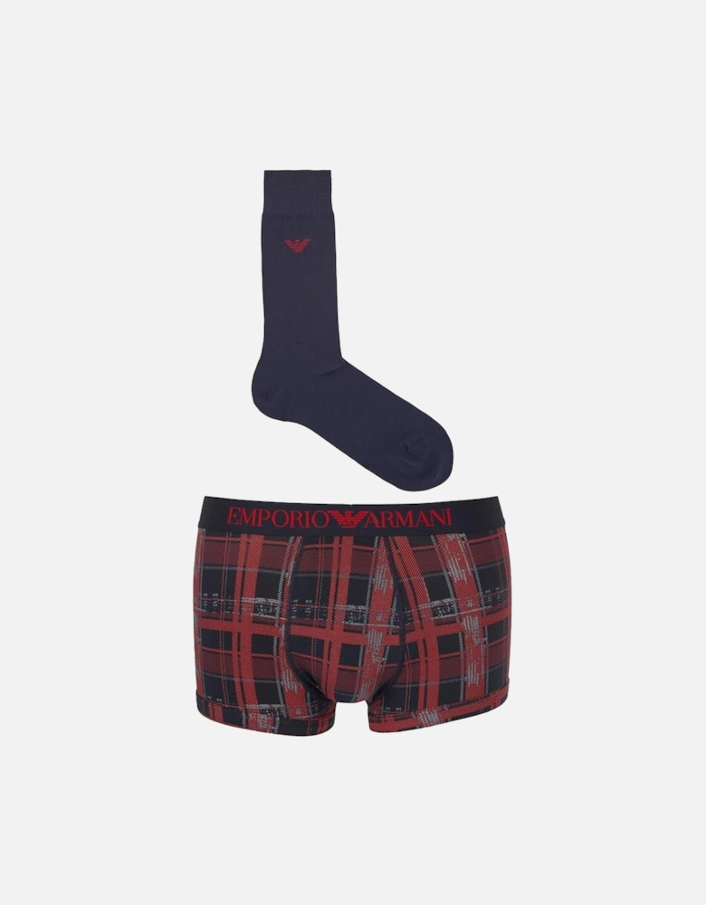 Trunk & Socks Gift Set Navy/Tartan