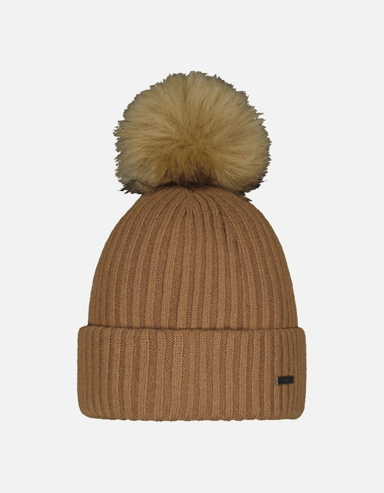 Womens Kenzie Big Stretchy Faux Fur Pom Bobble Hat