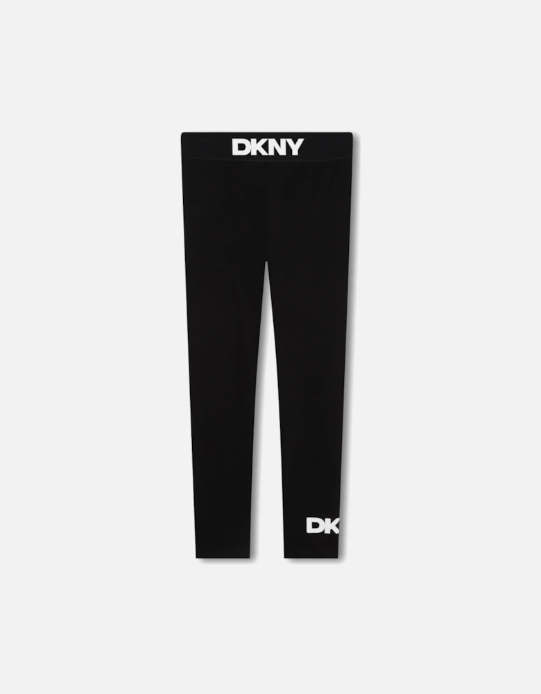 Black Logo Waistband Leggings