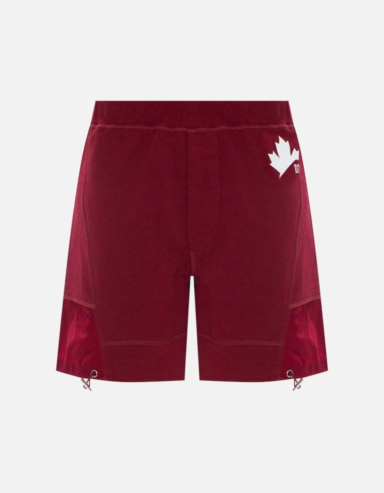 Men's Red Maple Leaf Print Jersey Sweat Shorts