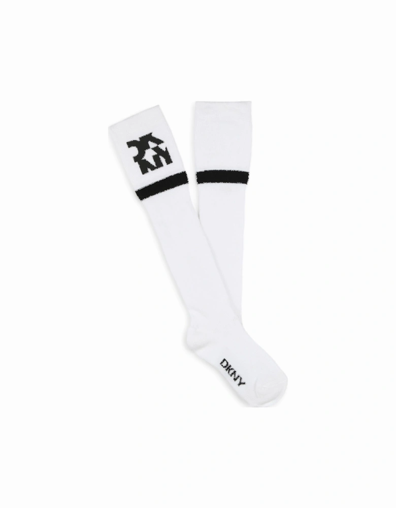 White Logo Knee Socks