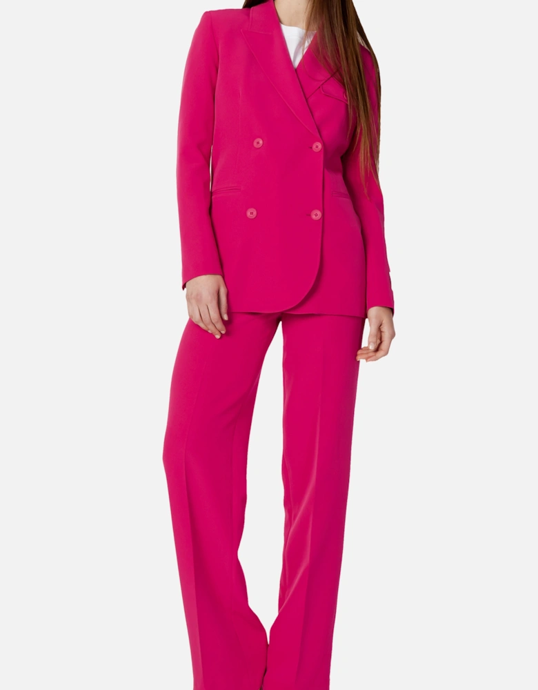Double Breasted Blazer Pant Suit Women - Fuchsia
