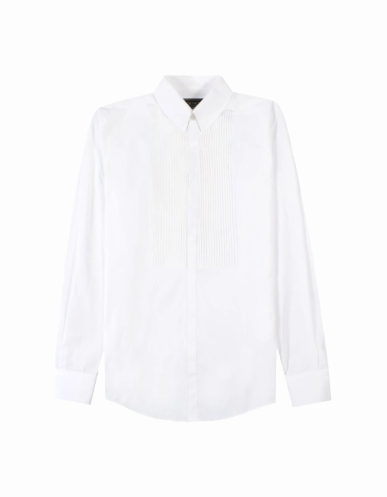 Men's Pleated Patterned Shirt White