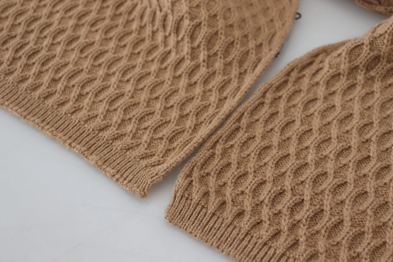 Cashmere Cable Knit Scarf Women - Brown Scarves