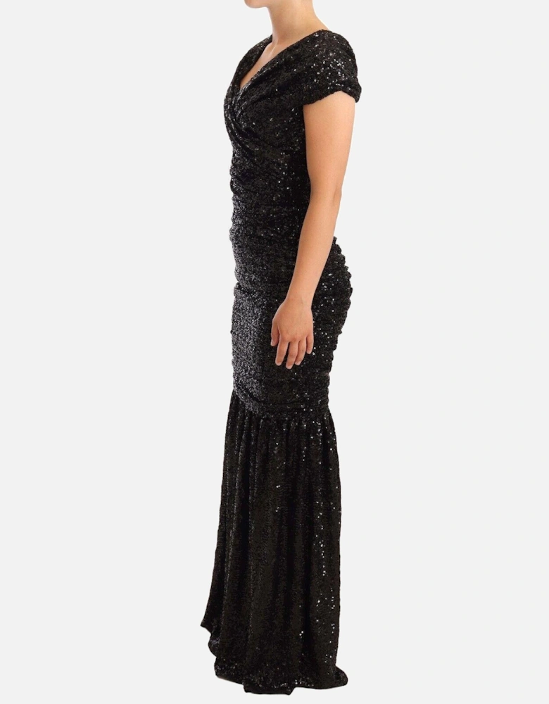 Sequin Open Shoulder Black Dress Women Dresses