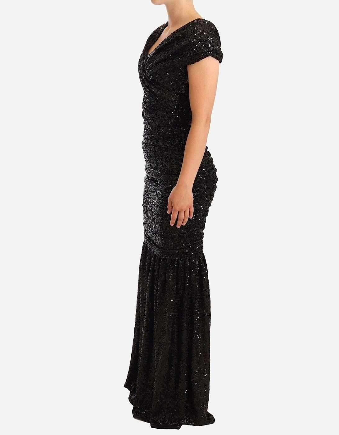 Sequin Open Shoulder Black Dress Women Dresses