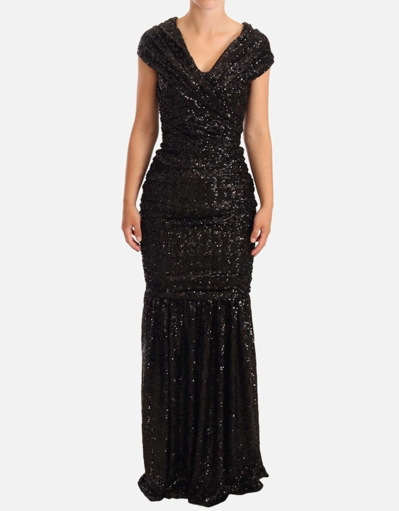 Sequin Open Shoulder Black Dress Women Dresses