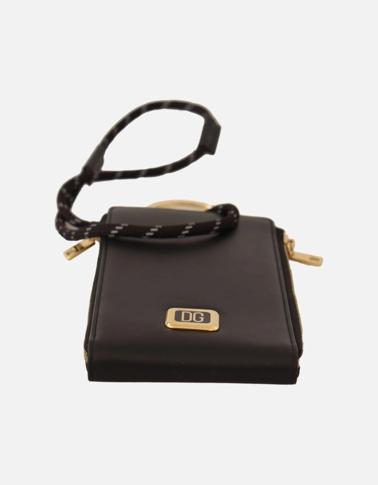 Phone Holder Wallet Black Leather Women