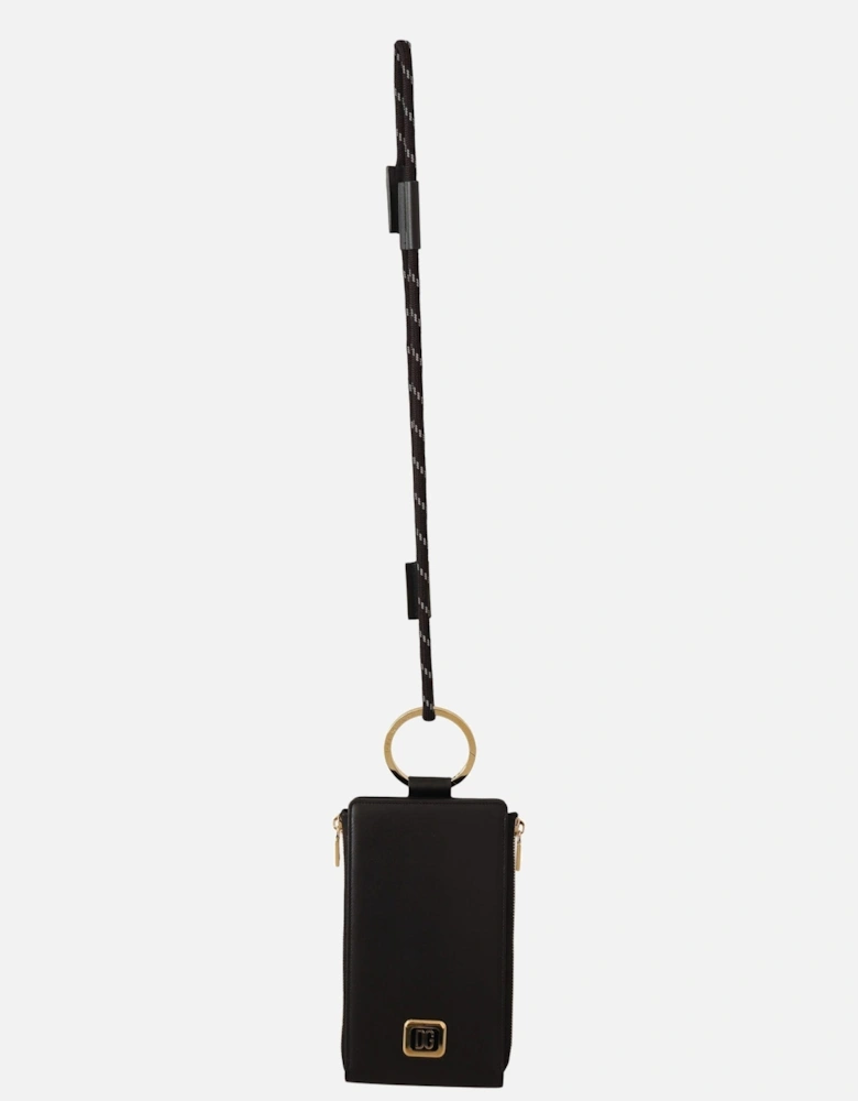 Phone Holder Wallet Black Leather Women