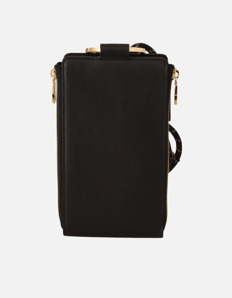 Phone Holder Wallet Black Leather Women