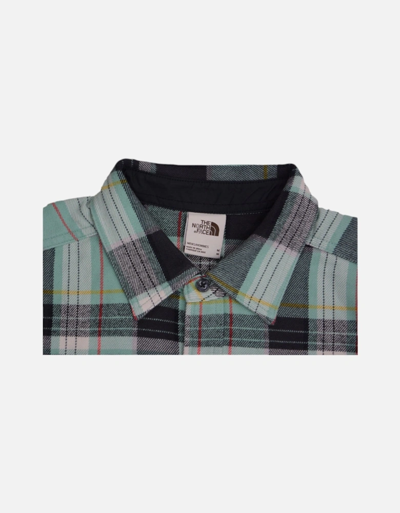 Mens Check Shirts Cotton Long Sleeve Soft Flannel Sky Blue TNF