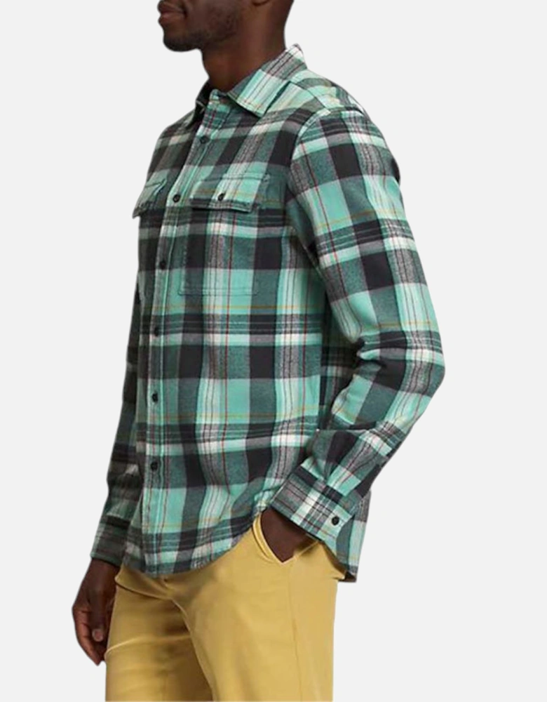 Mens Check Shirts Cotton Long Sleeve Soft Flannel Sky Blue TNF