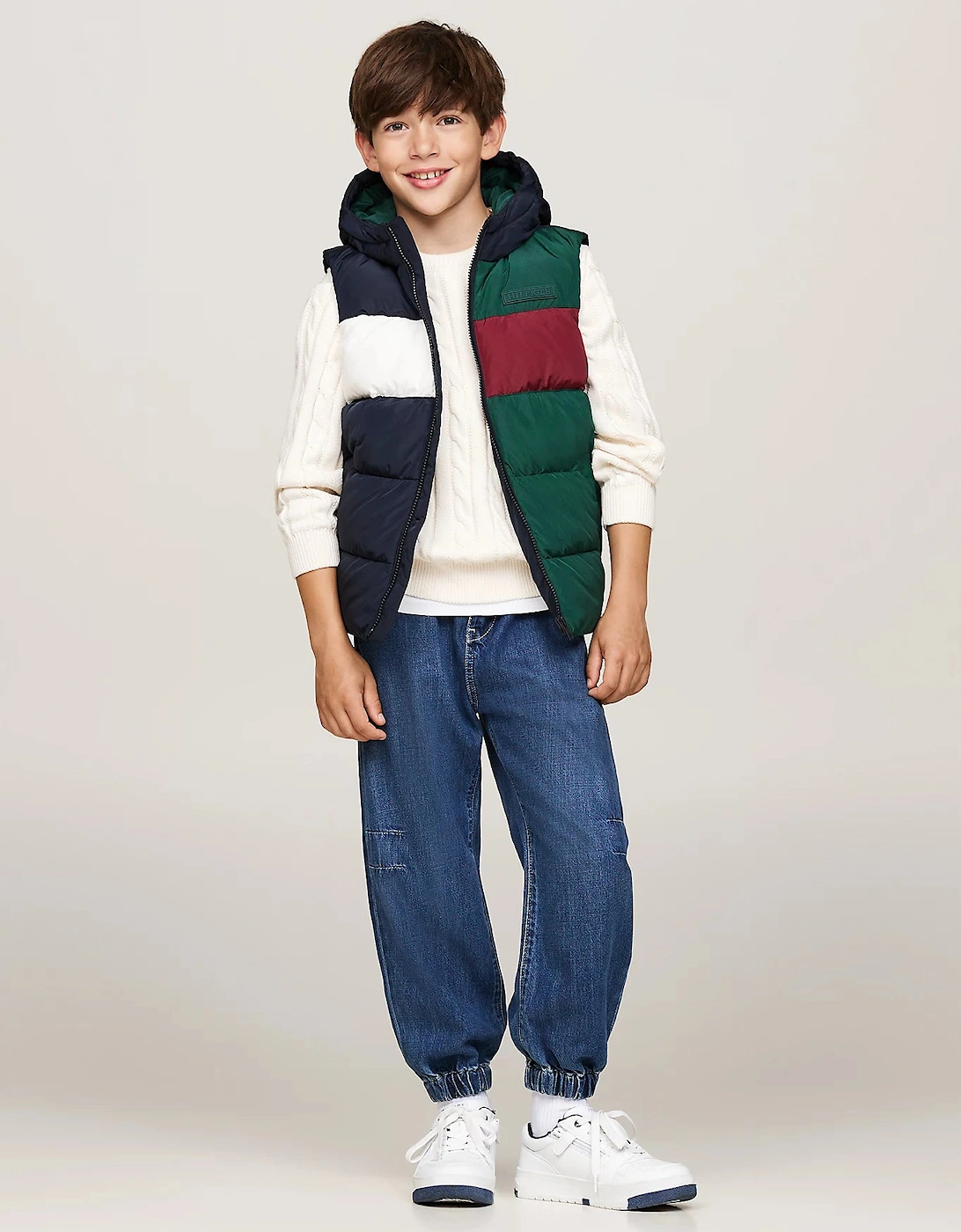 Boys Colour-Blocked Ripstop Relaxed Padded Gilet Navy