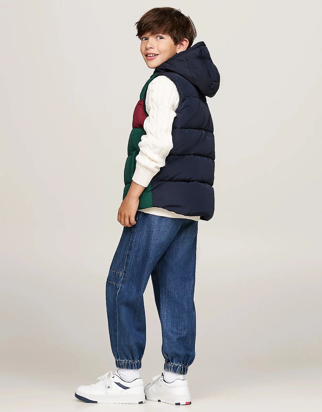 Boys Colour-Blocked Ripstop Relaxed Padded Gilet Navy