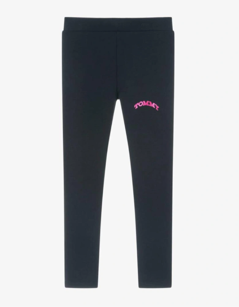 Girls Logo foil Leggings Navy