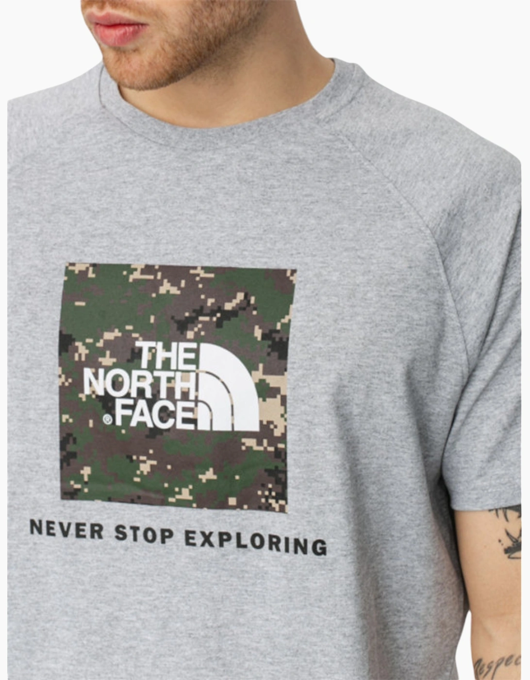Men's The North Face Mens T Shirt Casual Summer Gym Tops Cotton Tee TNF Short Sleeve - Grey - Size: 38