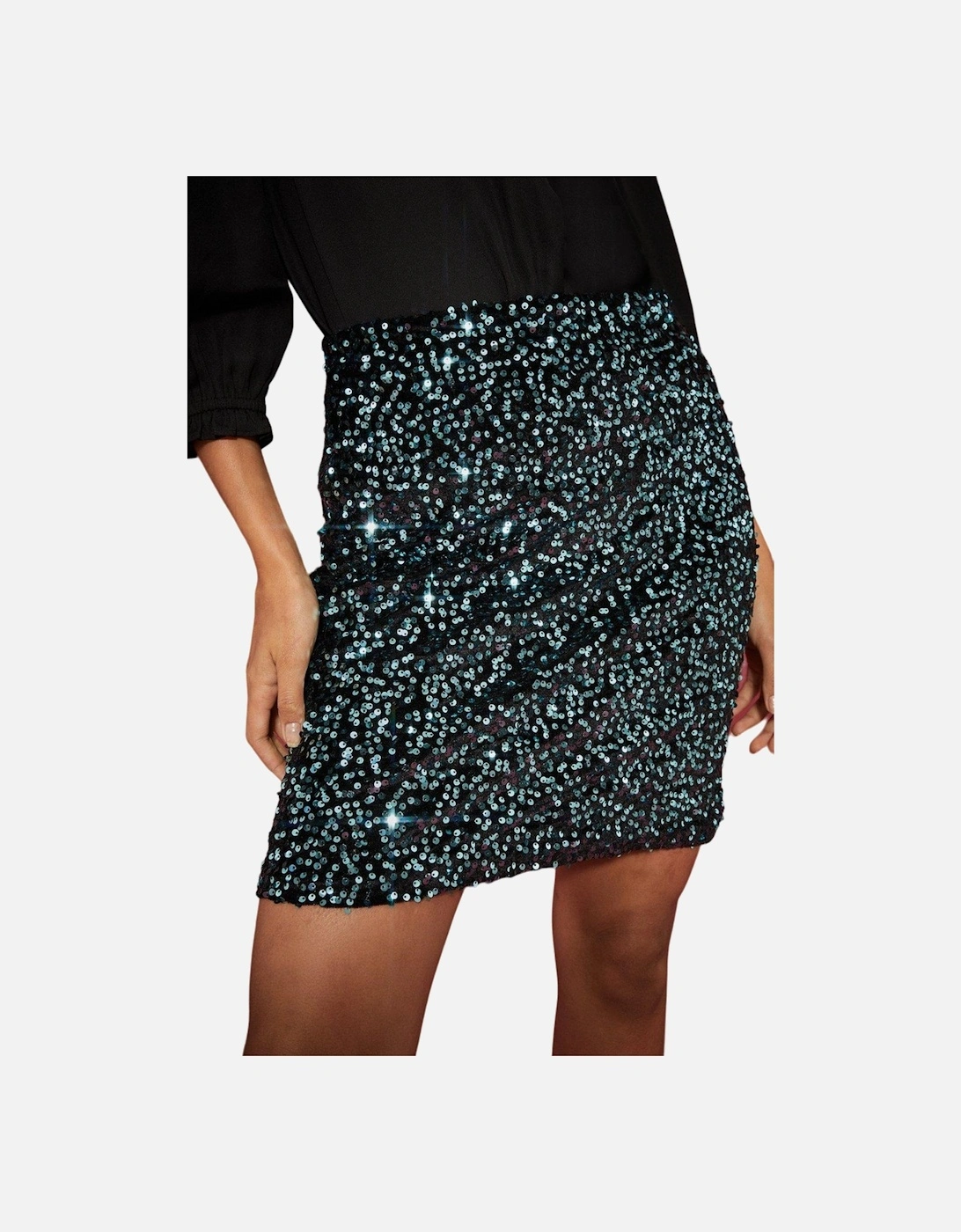Womens/Ladies Sequin Velvet Mini Skirt, 4 of 3