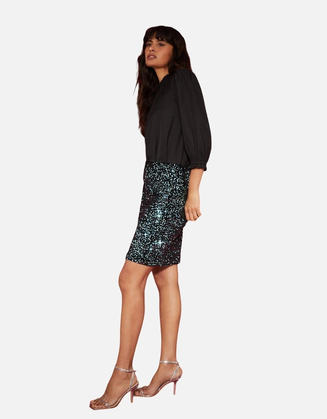 Womens/Ladies Sequin Velvet Mini Skirt