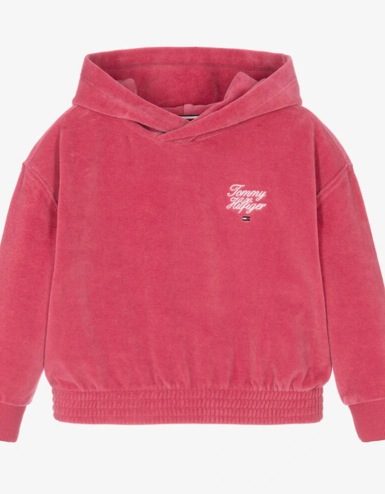 Girls Velour Hoodie Pink