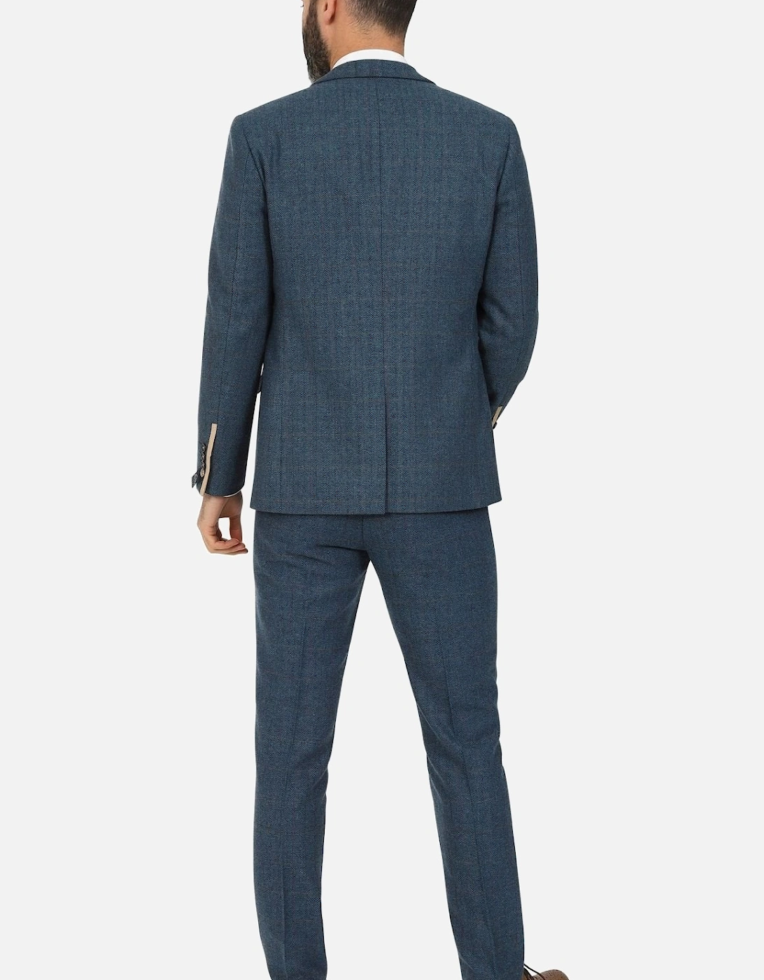 Mens Slim Fit Dion Check Suit Navy