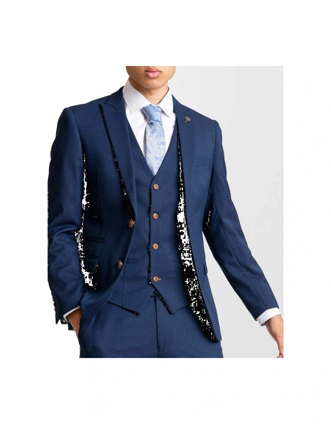 Mens Max Royal 3pc Suit Blue