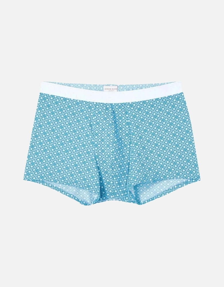 Geo Print Pima Cotton Boxer Trunk, turquoise Blue