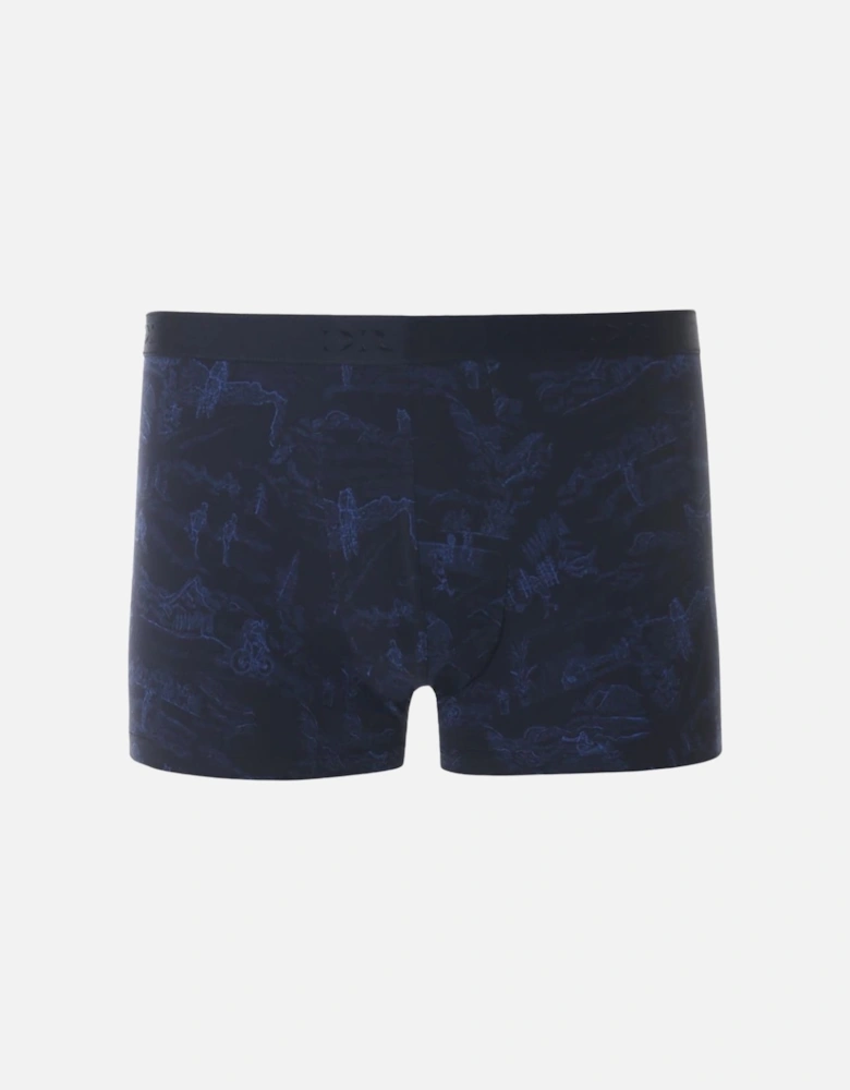 Toile 7 Print Pima Cotton Boxer Trunk, Navy