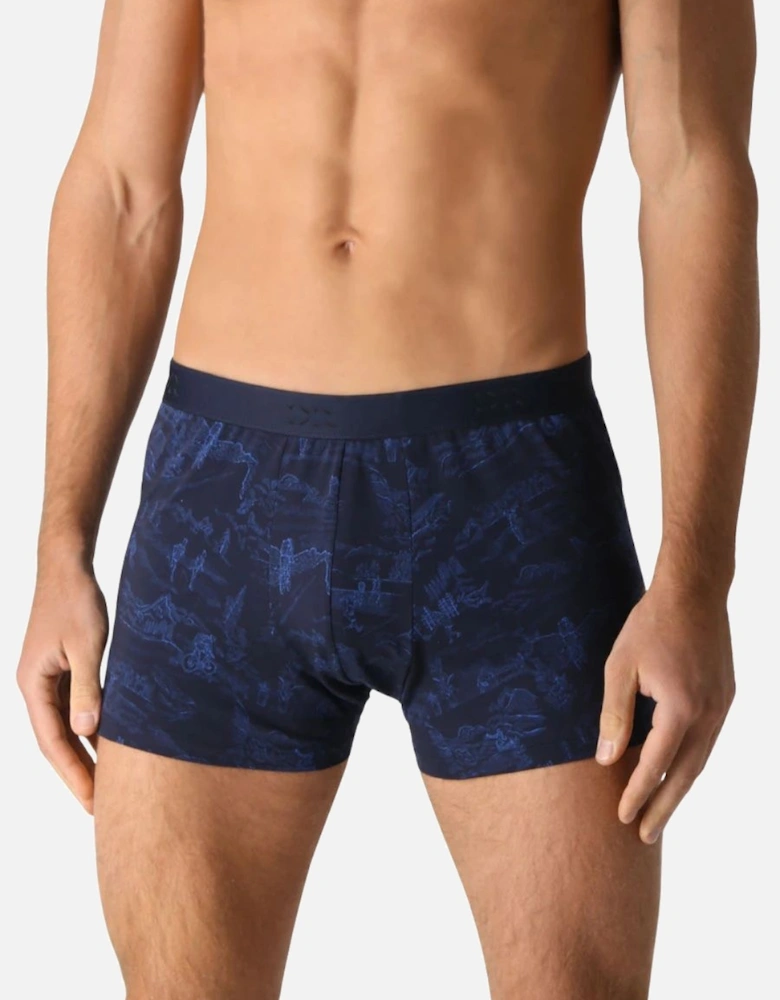 Toile 7 Print Pima Cotton Boxer Trunk, Navy