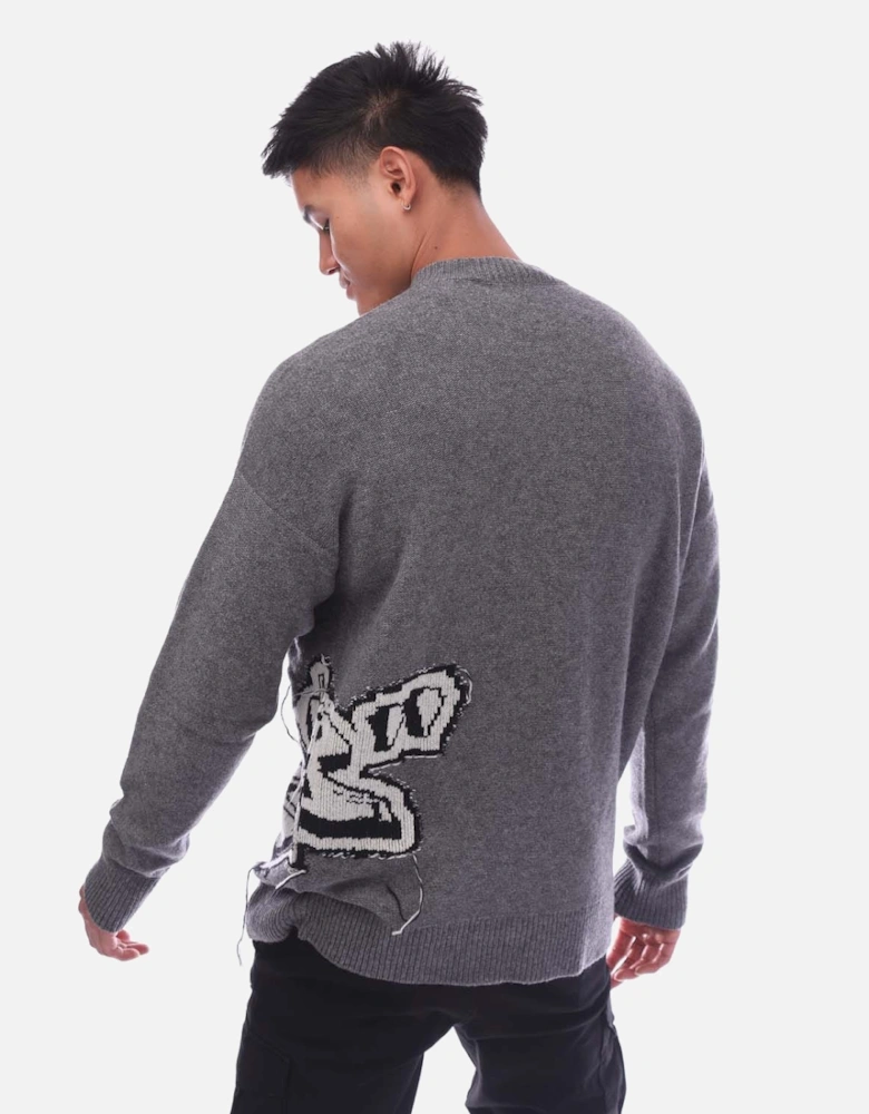 Graffiti Chunky Knit Crewneck Sweater