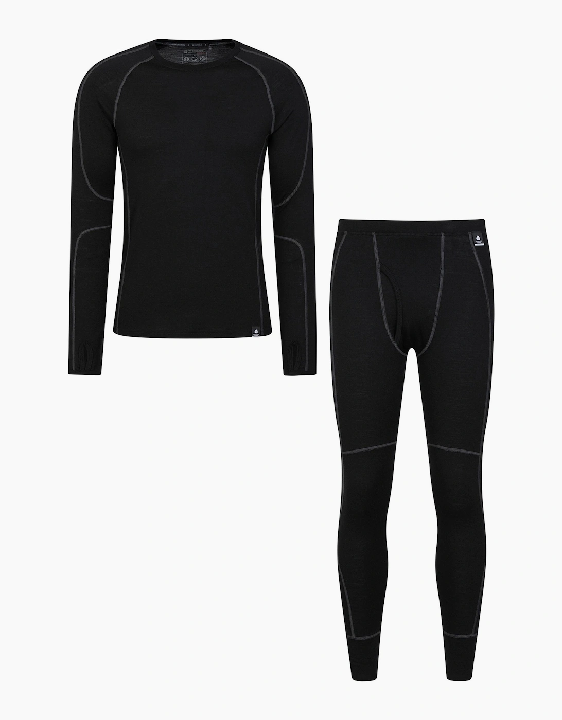 Mountain Warehouse Men's Black Asgard Merino Wool Base Layer Set - Size: 4XL