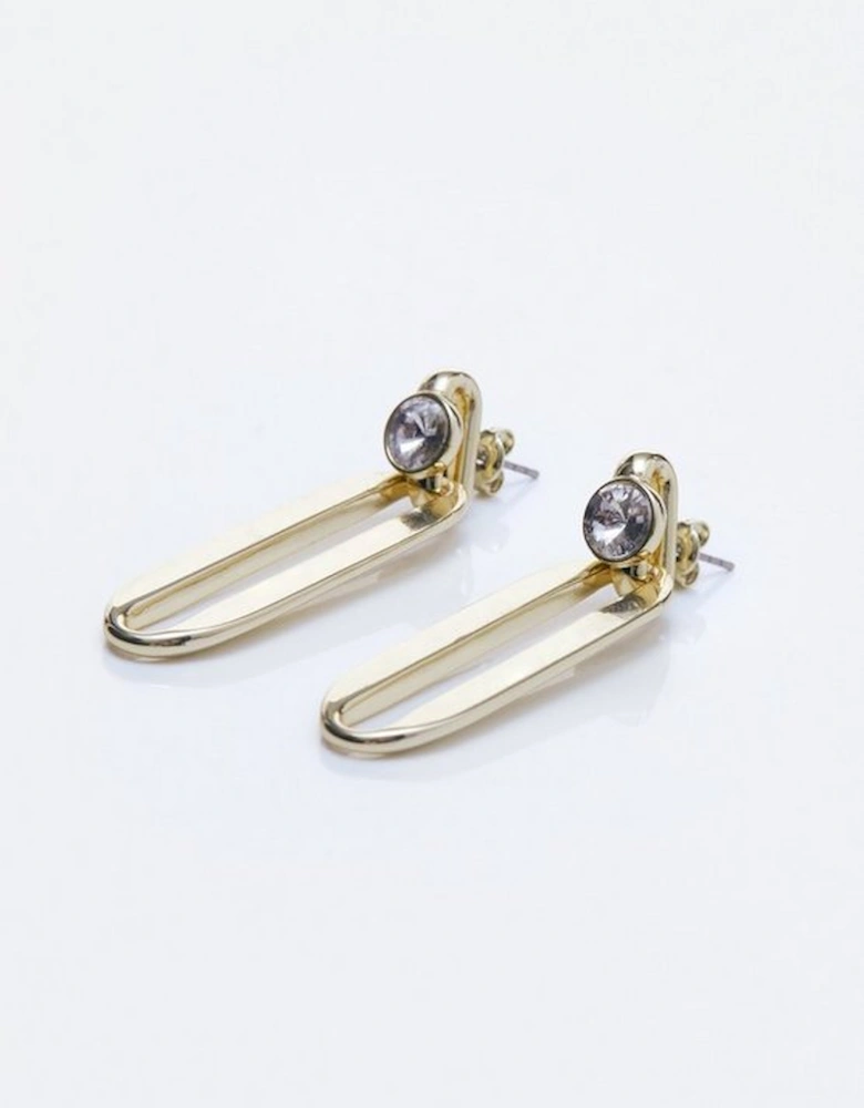 Hand Set European Crystal Ellipse Drop Earrings