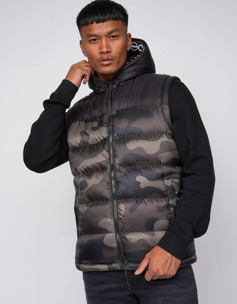 Mens Stanfield Camo Hooded Gilet