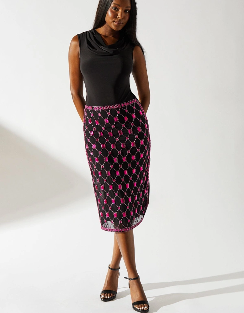 Hand Stitched Jewel Pencil Skirt