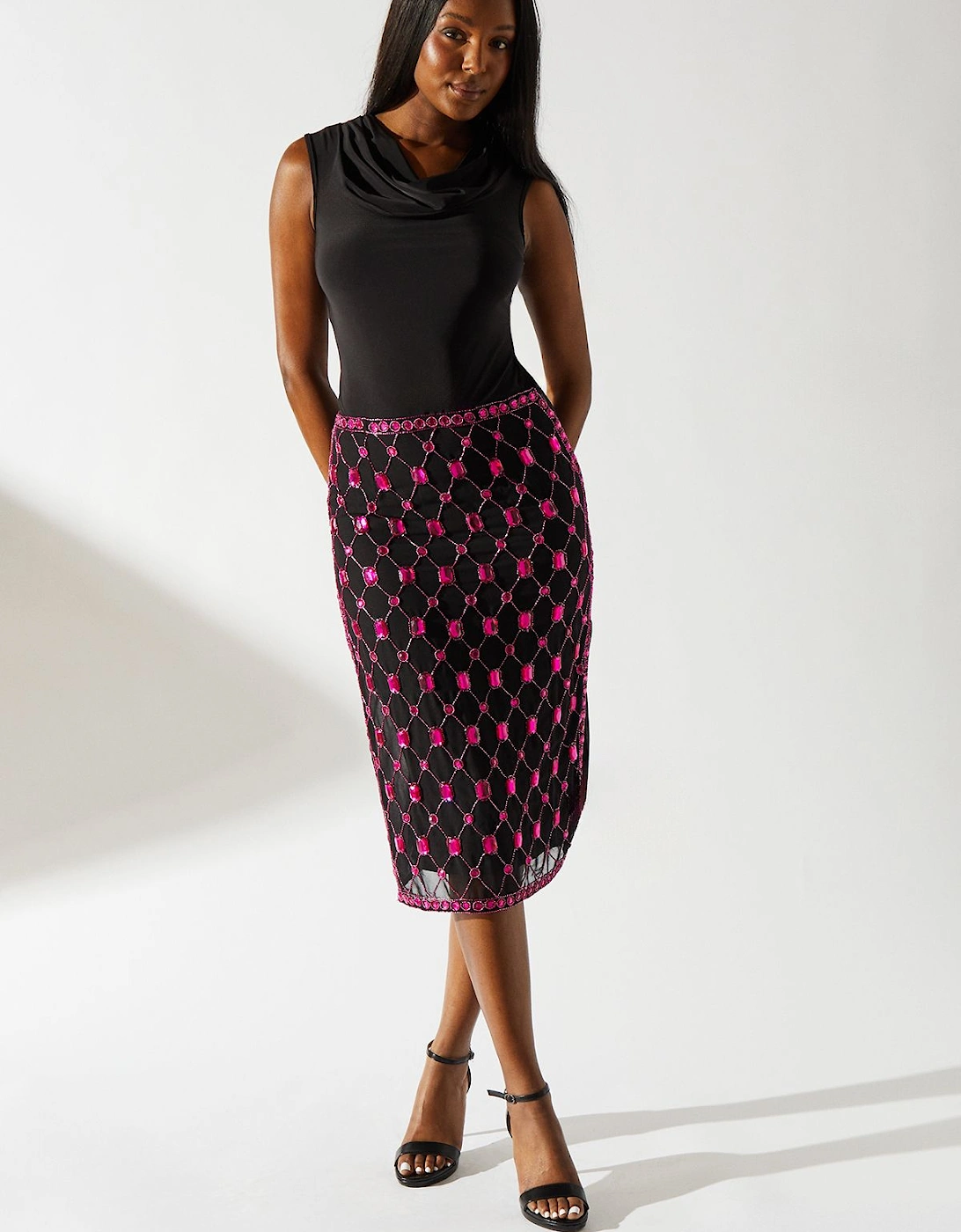 Hand Stitched Jewel Pencil Skirt