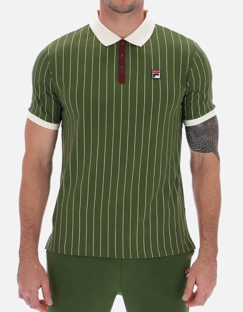 Vintage BB1 Classic Vintage Striped Polo -  Chive Green / Gardenia/ Windsor wine