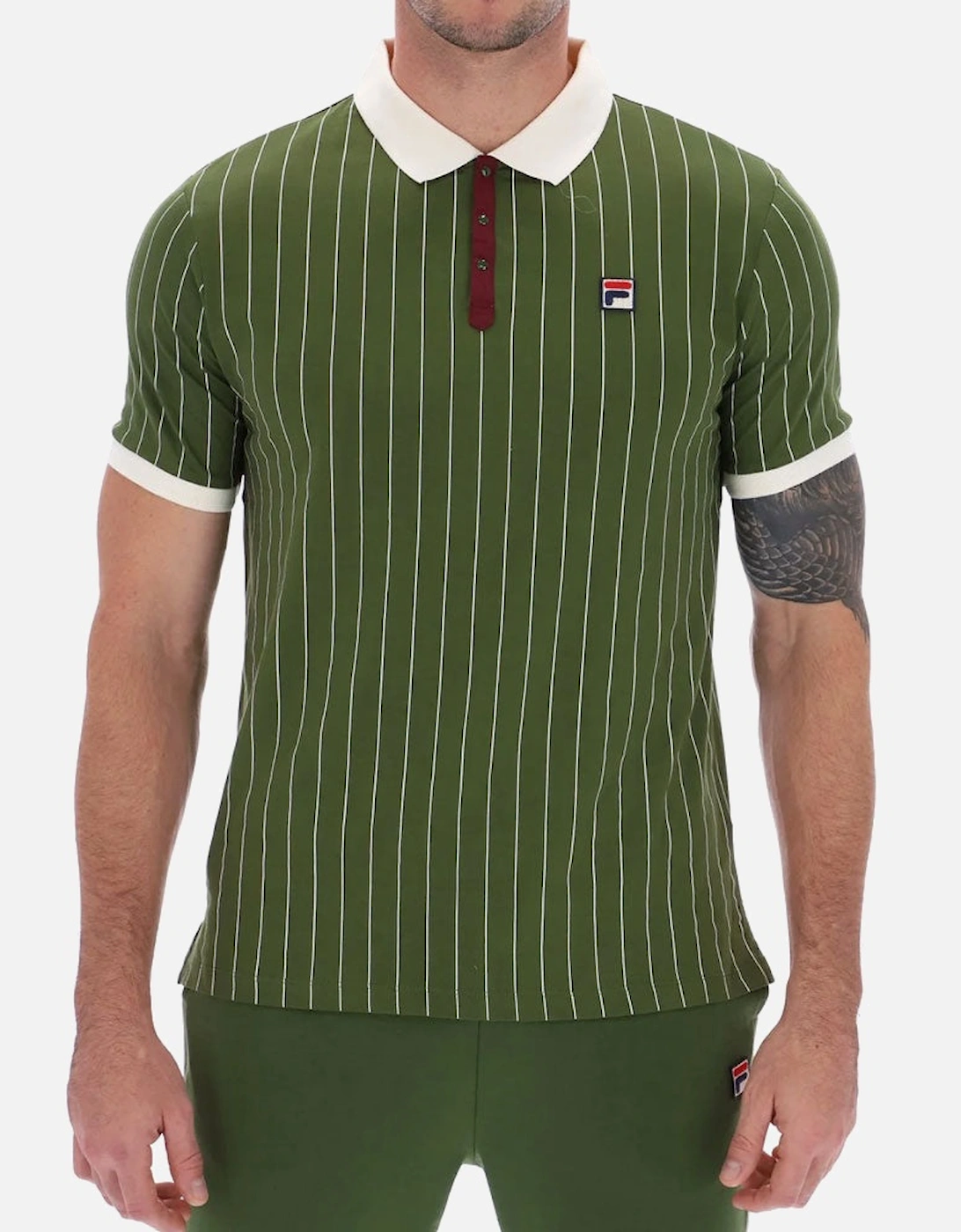 Vintage BB1 Classic Vintage Striped Polo -  Chive Green / Gardenia/ Windsor wine, 3 of 2