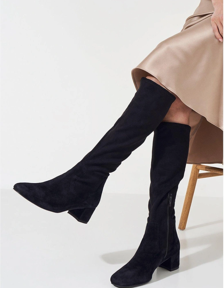 Bella Knee High Heeled Boot - Black