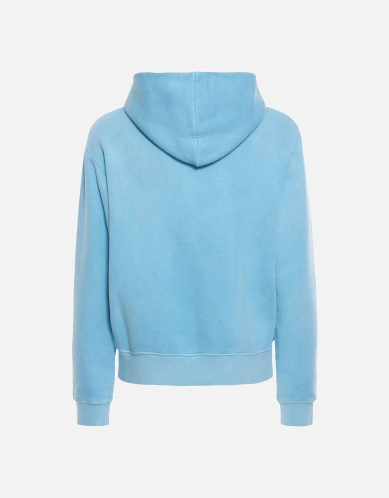 Garment Dyed Box Logo Light Blue Hoodie