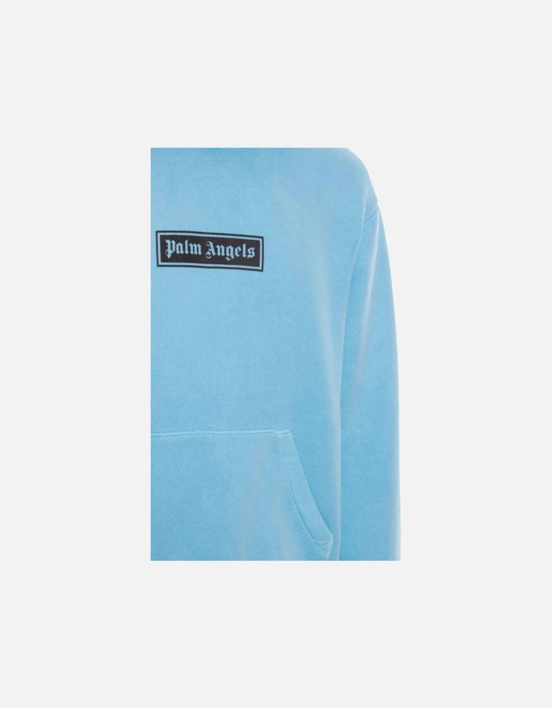 Garment Dyed Box Logo Light Blue Hoodie