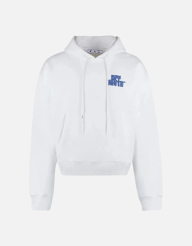 Oversized Fit Hands Arrow Logo White Hoodie