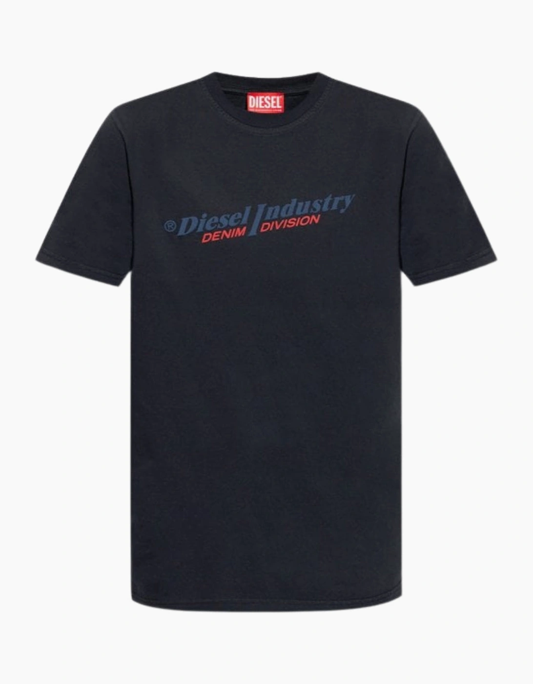 Diesel Men's Black Industry Denim Division Logo Navy Blue T-Shirt  44 Xxl