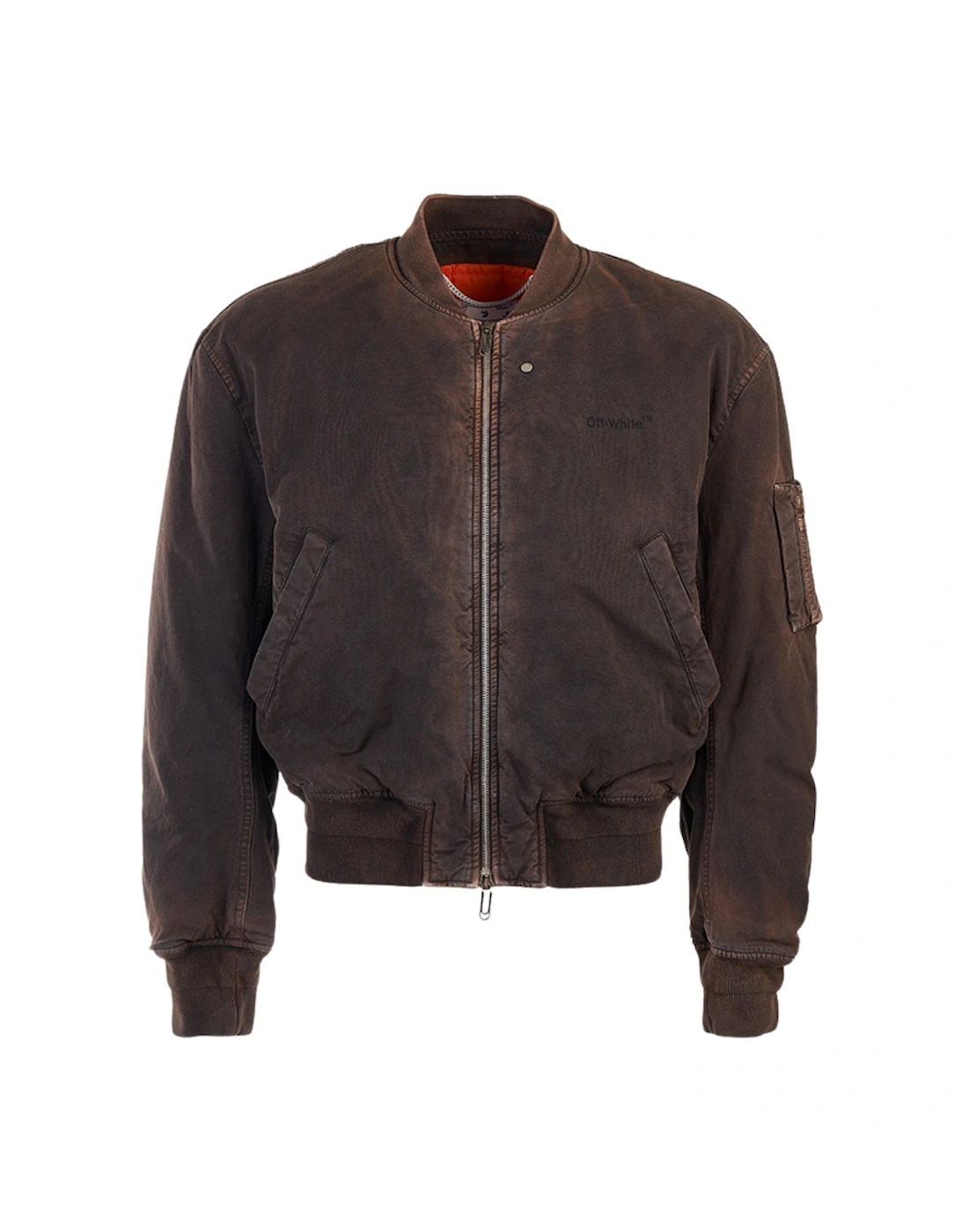 Men's Off-White Diag Tab Vintage Black Bomber Jacket - Brown - Size: 40/Regular