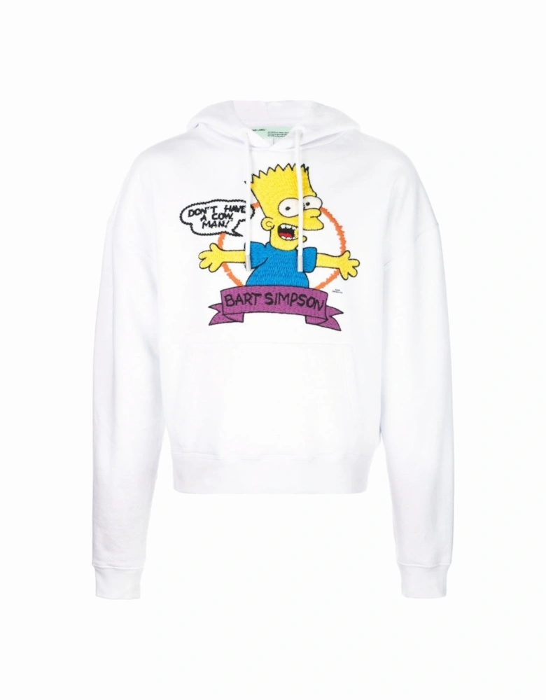 Bart Logo Oversized Fit White Hoodie