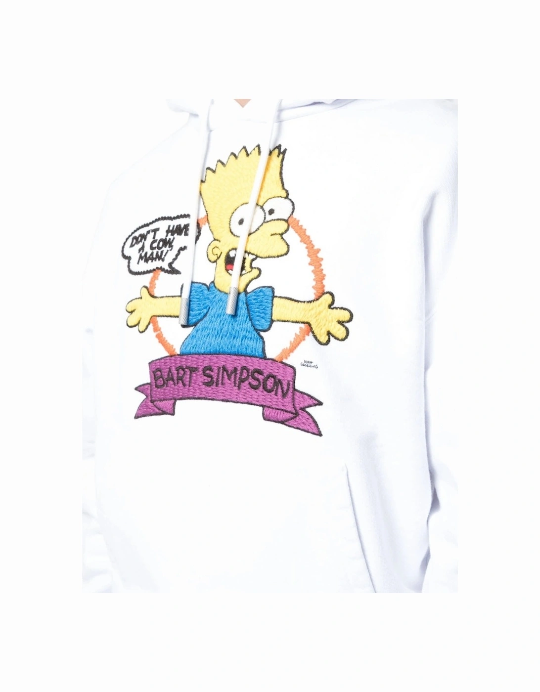 Bart Logo Oversized Fit White Hoodie